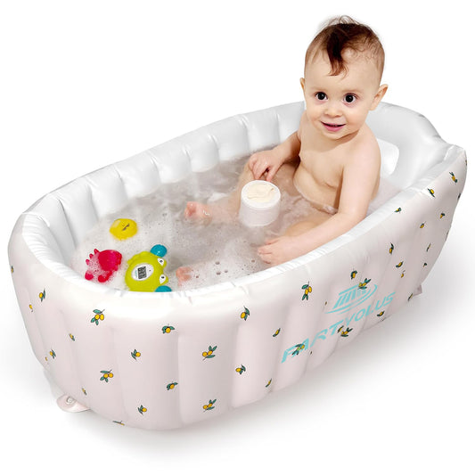 FARTVLOUS  Inflatable Inflatable Baby Bathtub with Built-in Air Pump, Newborn to Toddler Bath Tub,Portable Travel Shower Basin with Back Support