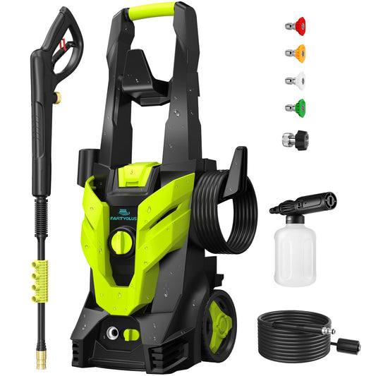 FARTVLOUS  Electric Pressure Washer, Small Potable Power Washer with 20FT Pressure Hose, 4 Nozzle Set, Powerwashers for Home/Cars/Fences/Windows, Peacock Green